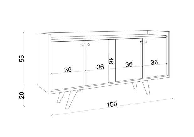 Asir Credenza con 4 ante Bled Bianco