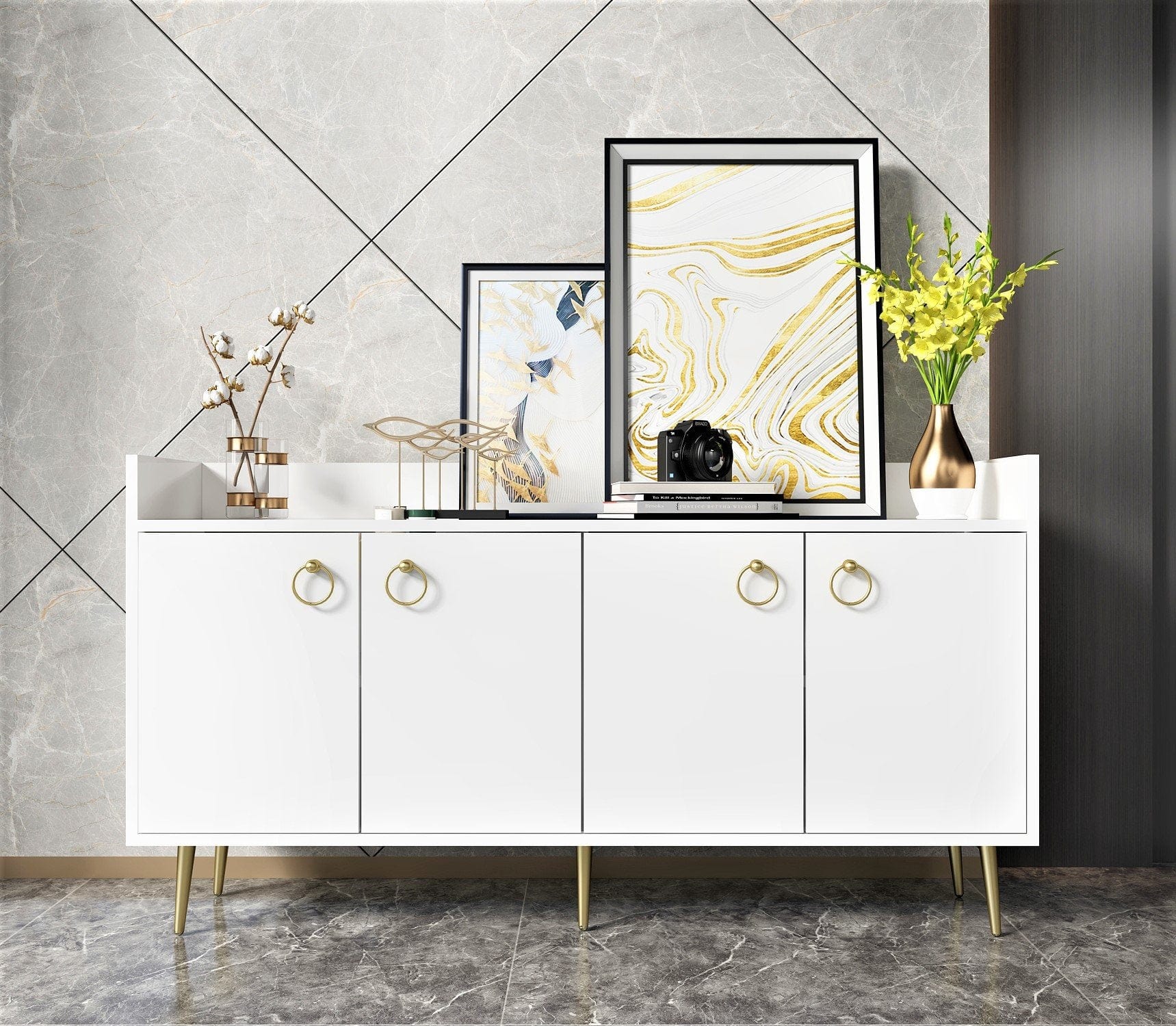 Asir Credenza con 4 ante Daring Bianco