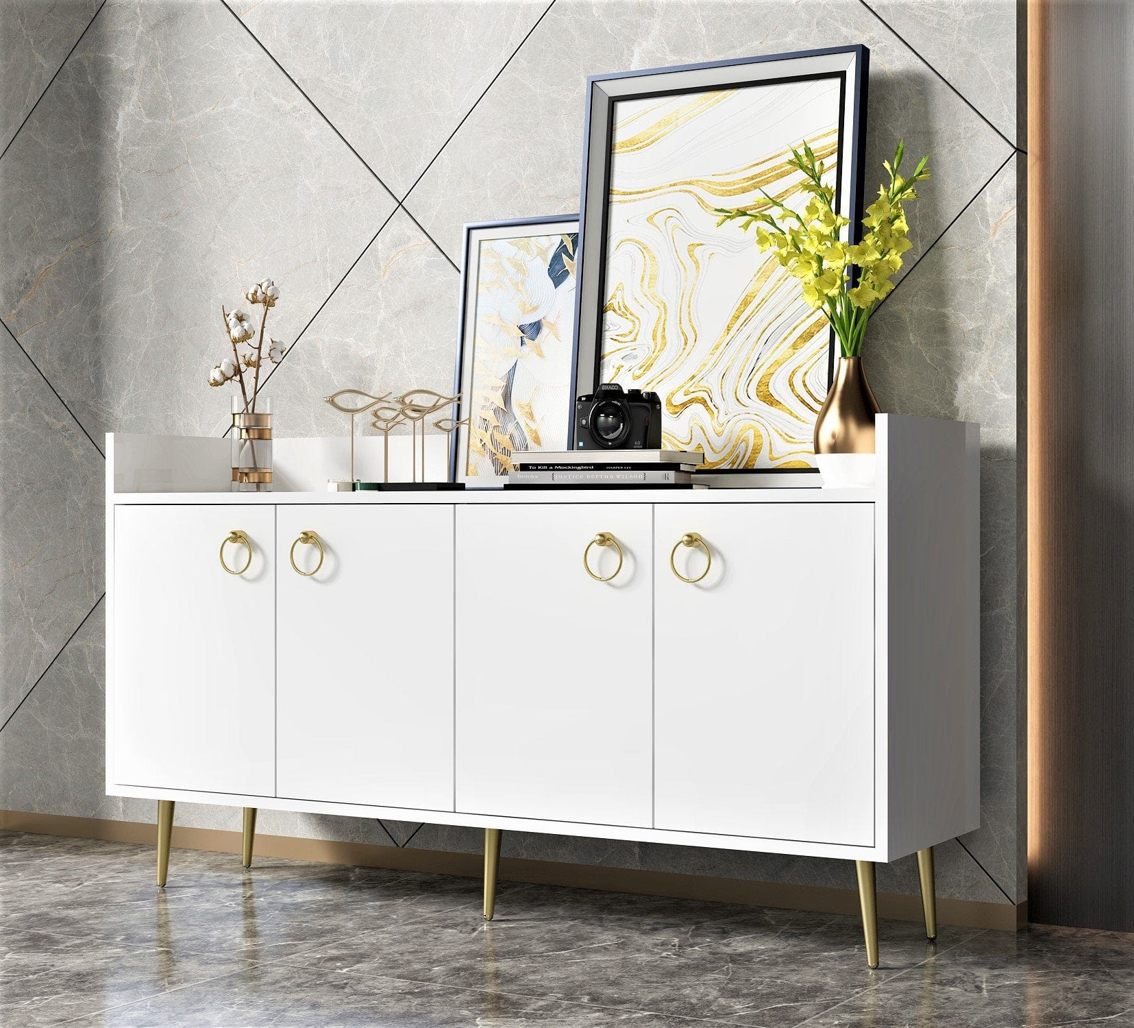 Asir Credenza con 4 ante Daring Bianco