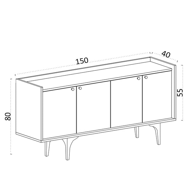 Asir Credenza con 4 ante Eris Bianco