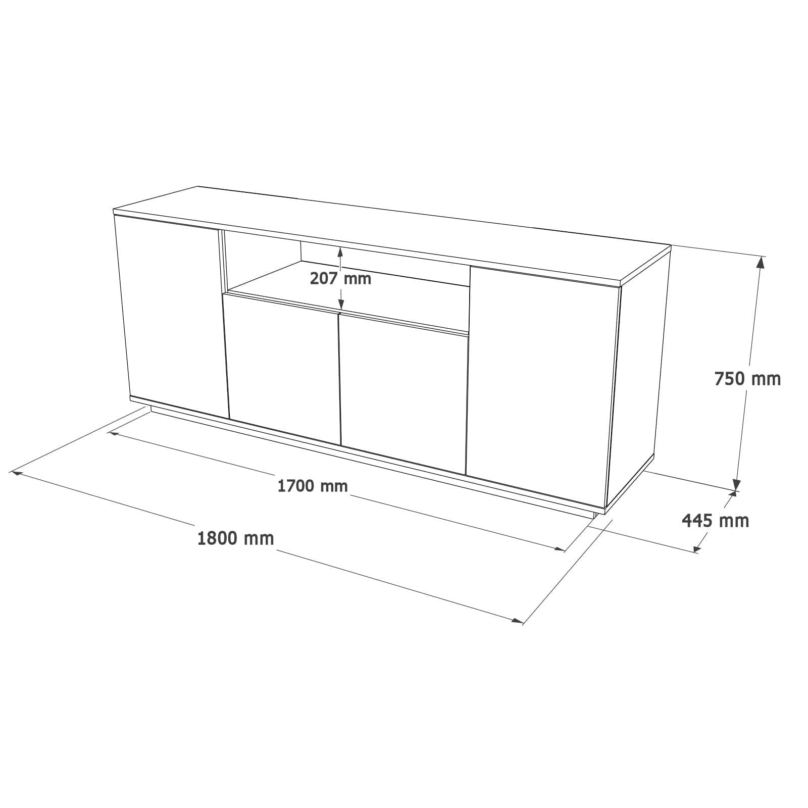 Asir Credenza con 4 ante Firo 15 Bianco