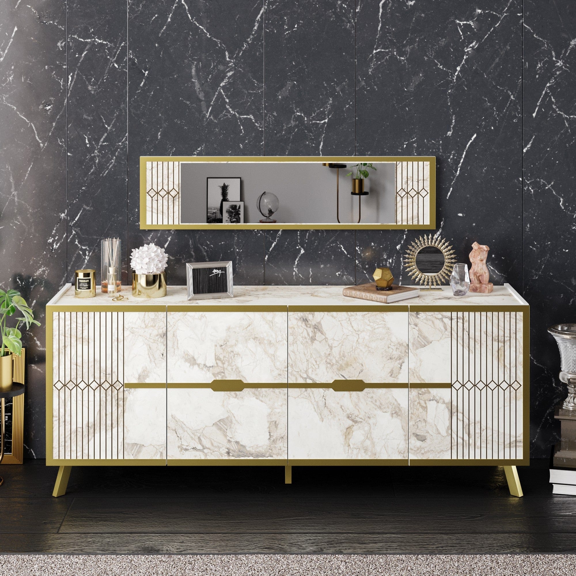 Asir Credenza con 4 ante Frida Bianco