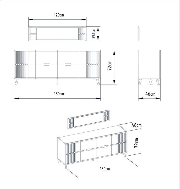 Asir Credenza con 4 ante Frida Bianco