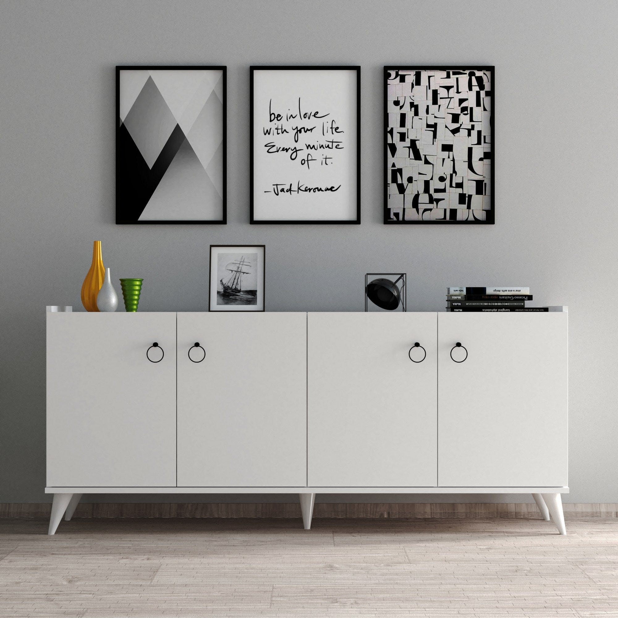 Asir Credenza con 4 ante Karol 0101 Bianco