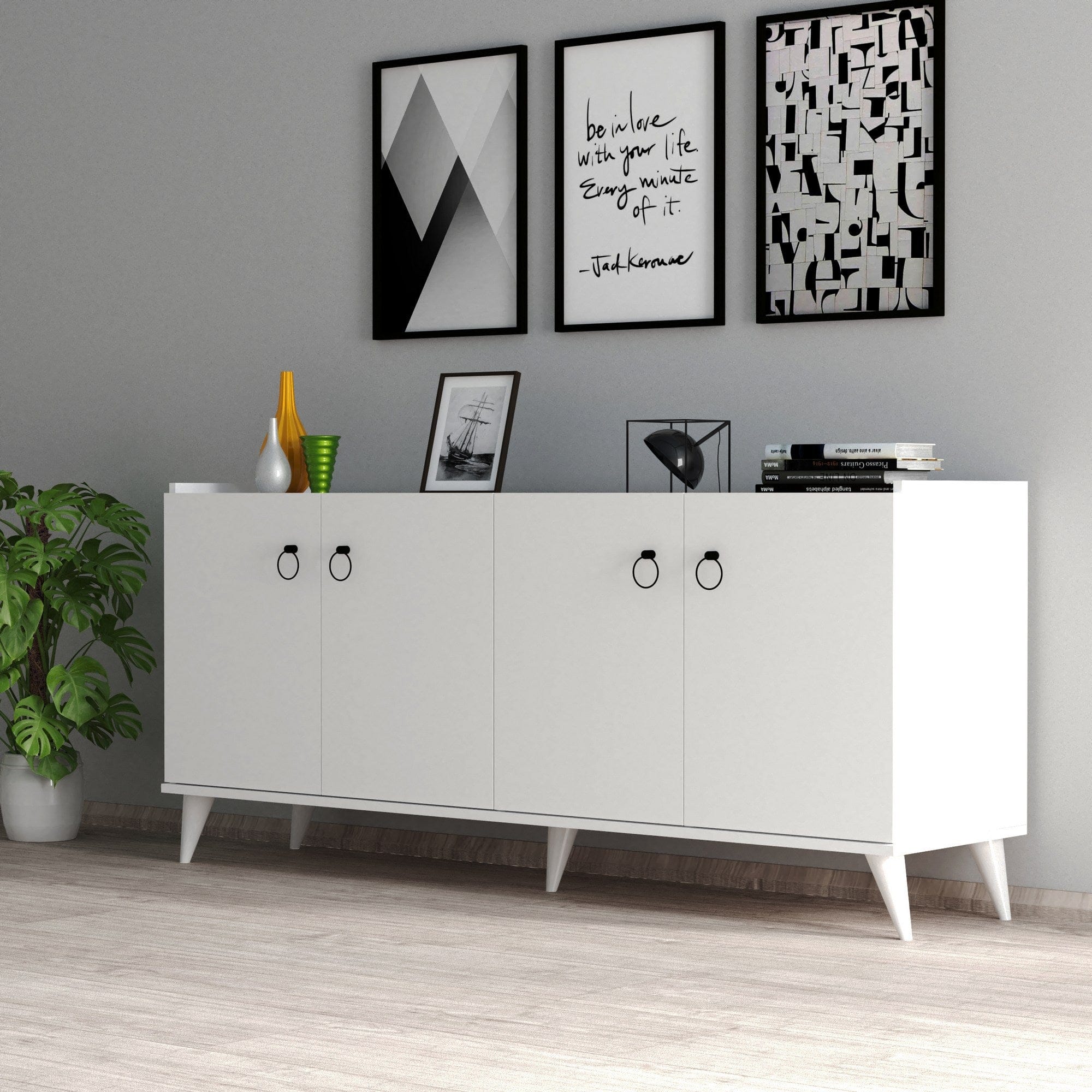 Asir Credenza con 4 ante Karol 0101 Bianco