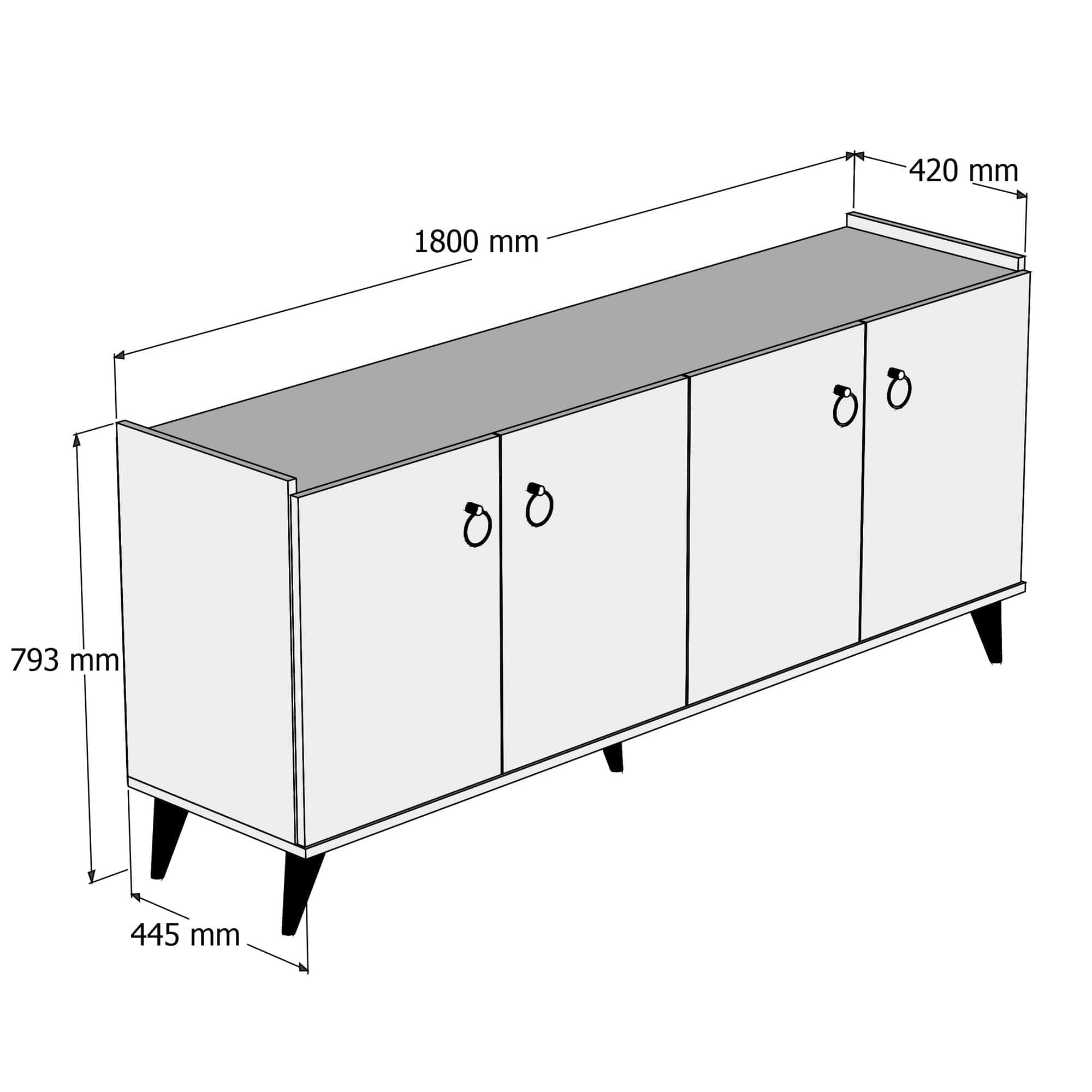 Asir Credenza con 4 ante Karol 0101 Bianco