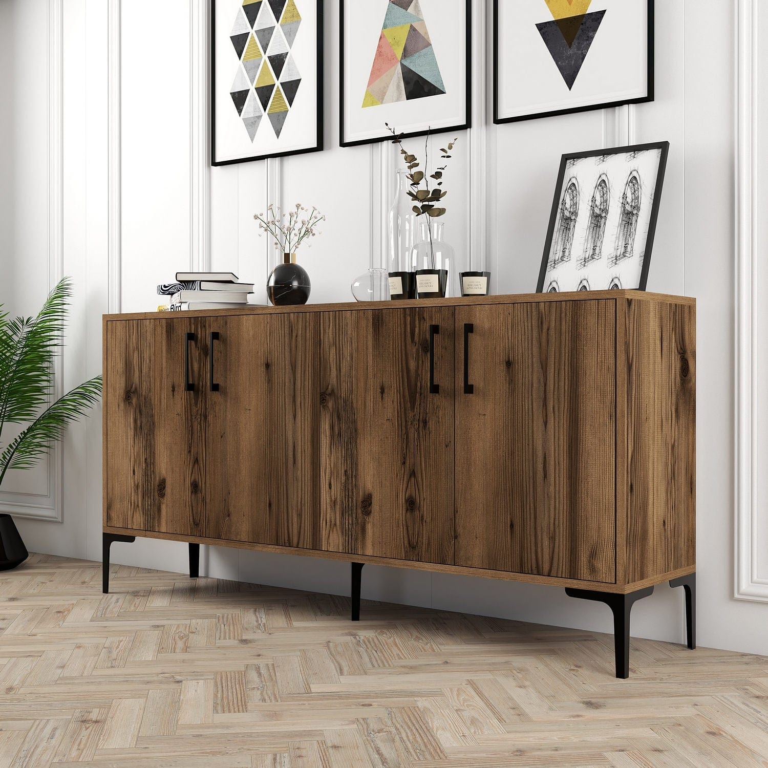 Asir Credenza con 4 ante Kiev 160 Noce