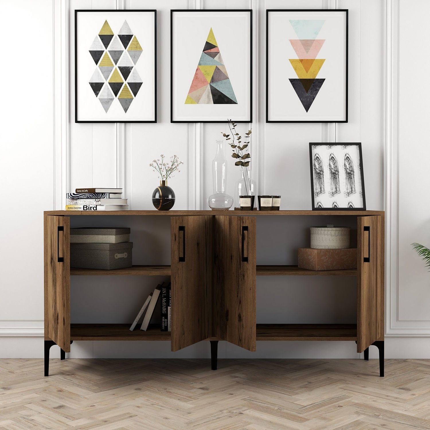 Asir Credenza con 4 ante Kiev 160 Noce