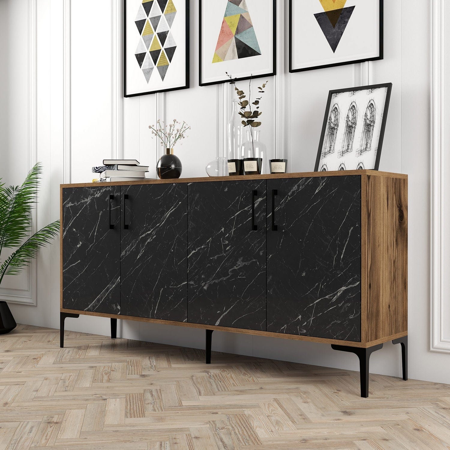 Asir Credenza con 4 ante Kiev 160 Noce