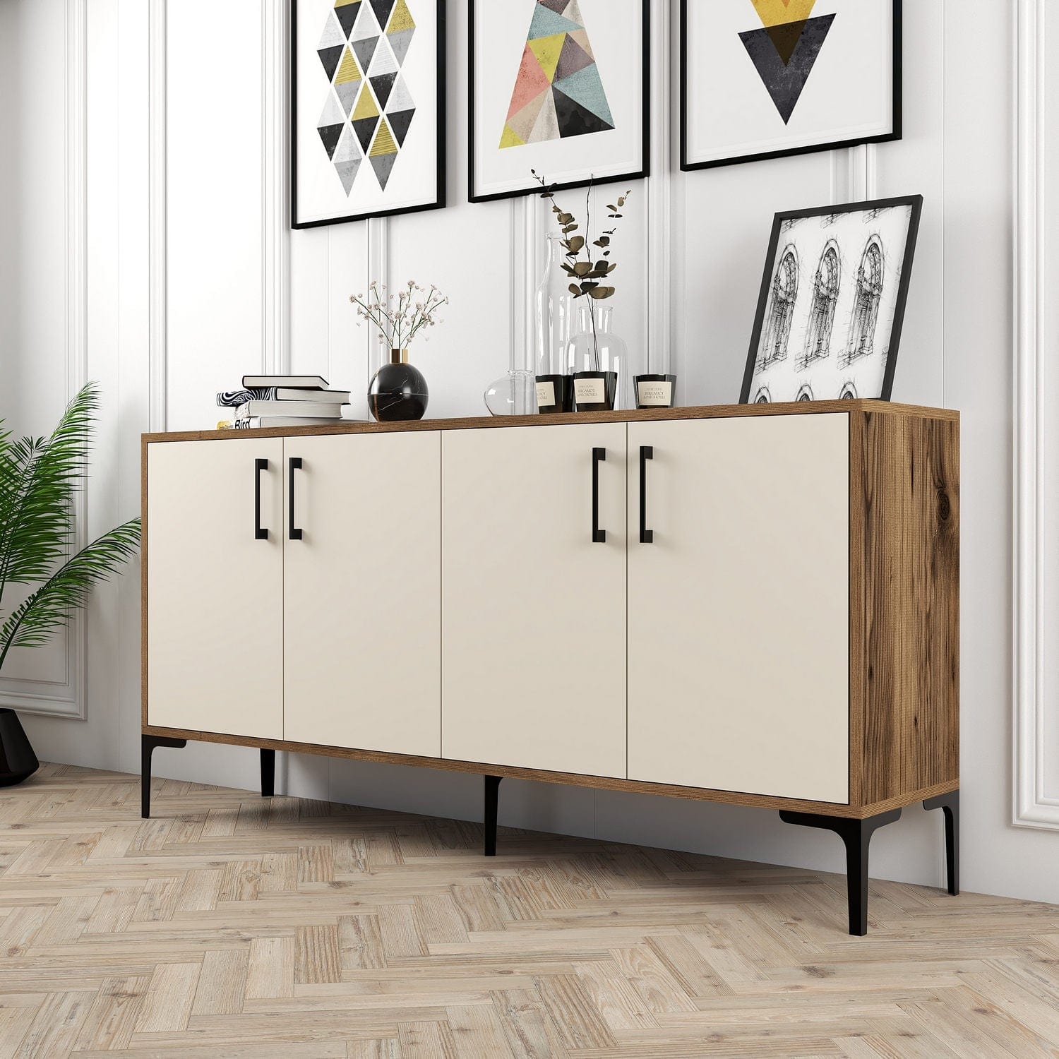 Asir Credenza con 4 ante Kiev 160 Noce