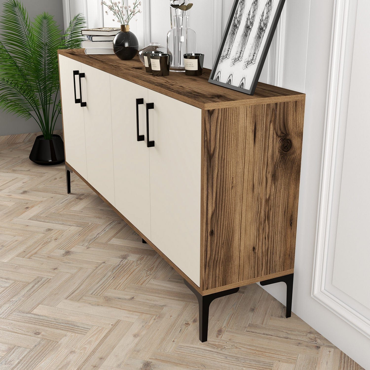 Asir Credenza con 4 ante Kiev 160 Noce