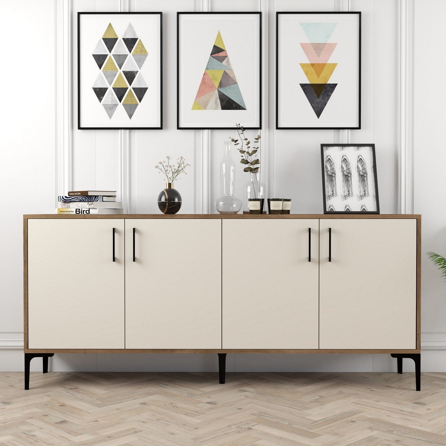 Asir Credenza con 4 ante Kiev Crema