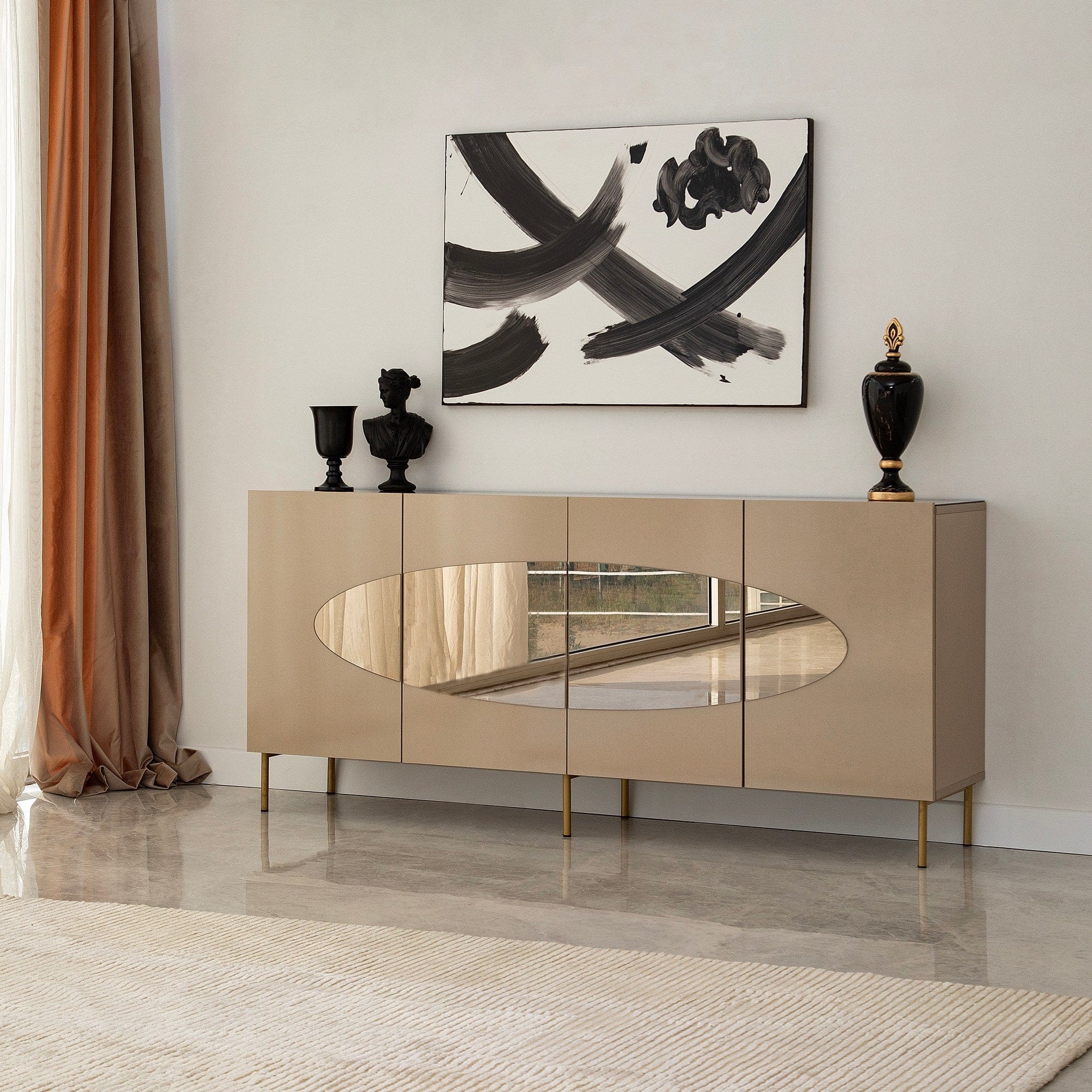 Asir Credenza con 4 ante Lago Oro