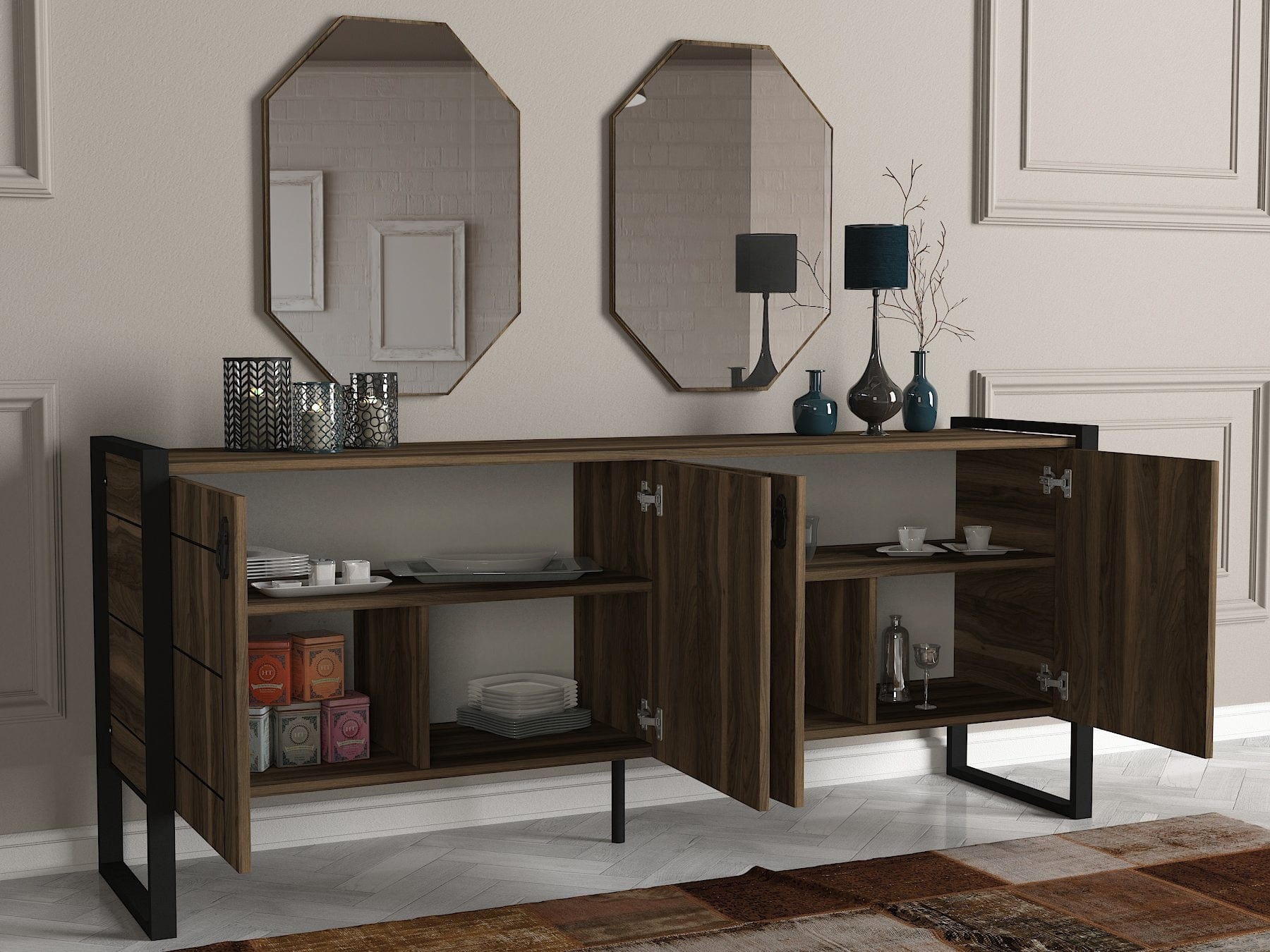 Asir Credenza con 4 ante Lost Noce