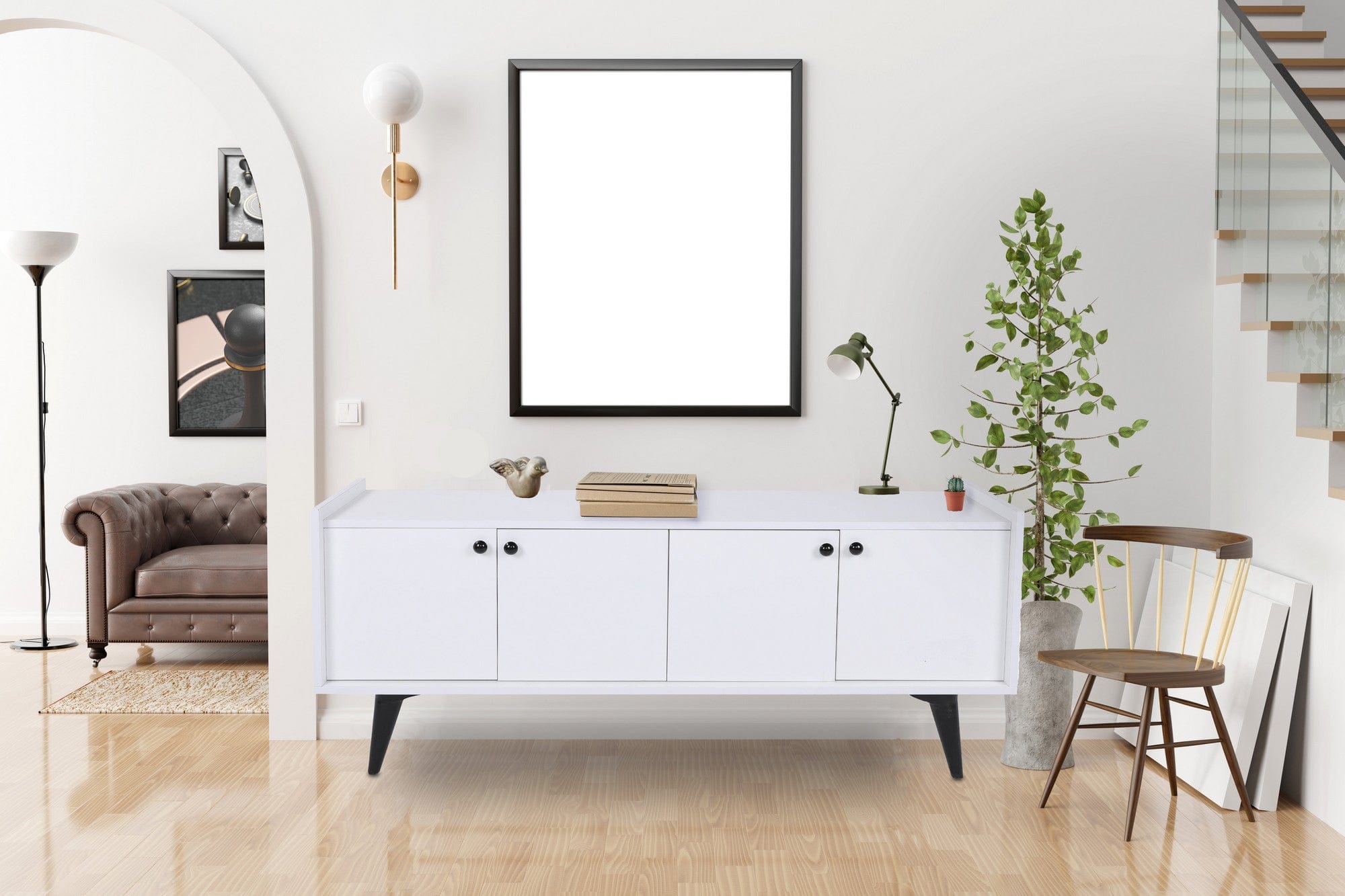 Asir Credenza con 4 ante Lugano Bianco