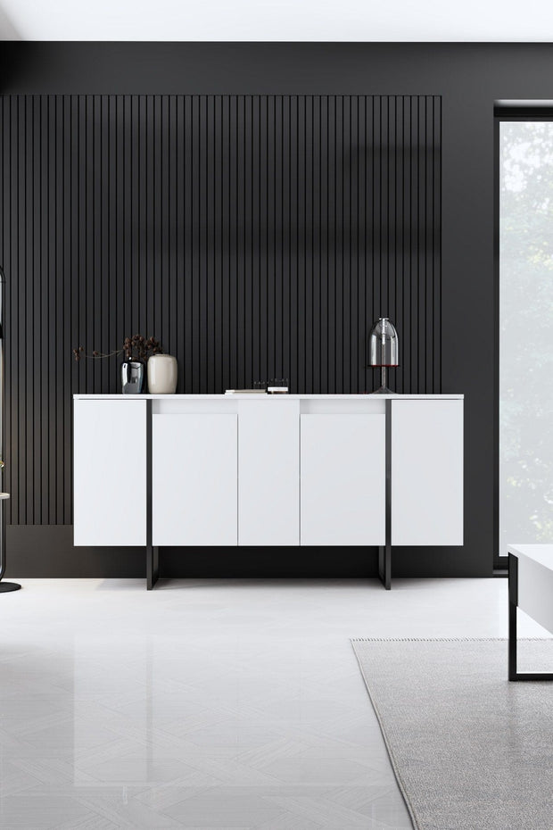 Asir Credenza con 4 ante Luxe Bianco