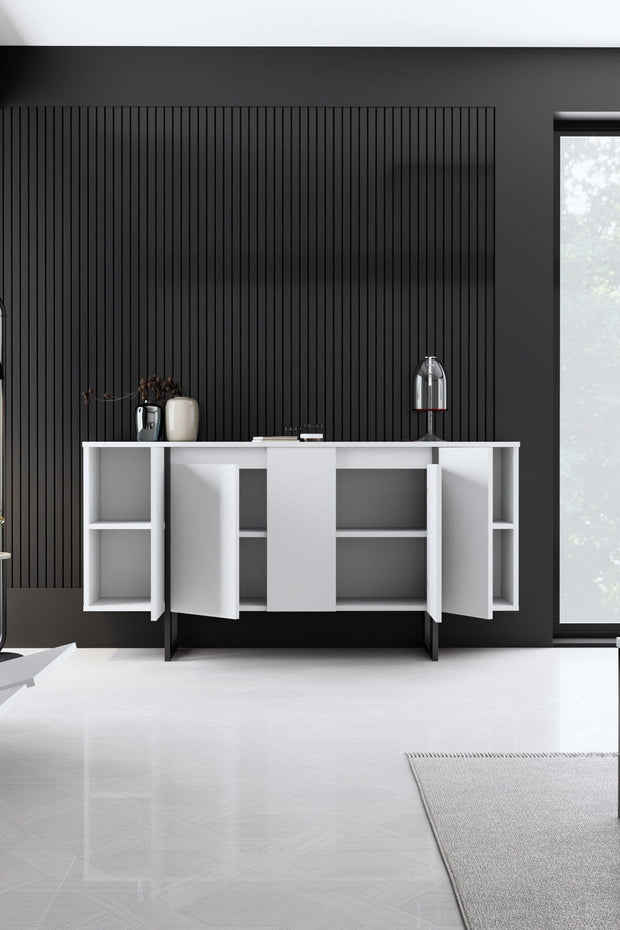 Asir Credenza con 4 ante Luxe Bianco