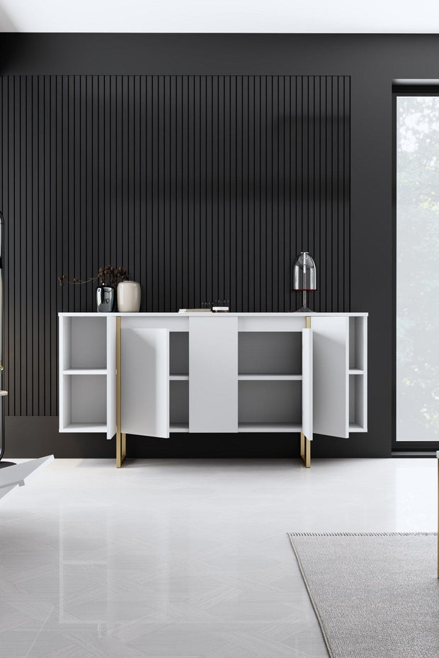 Asir Credenza con 4 ante Luxe Bianco