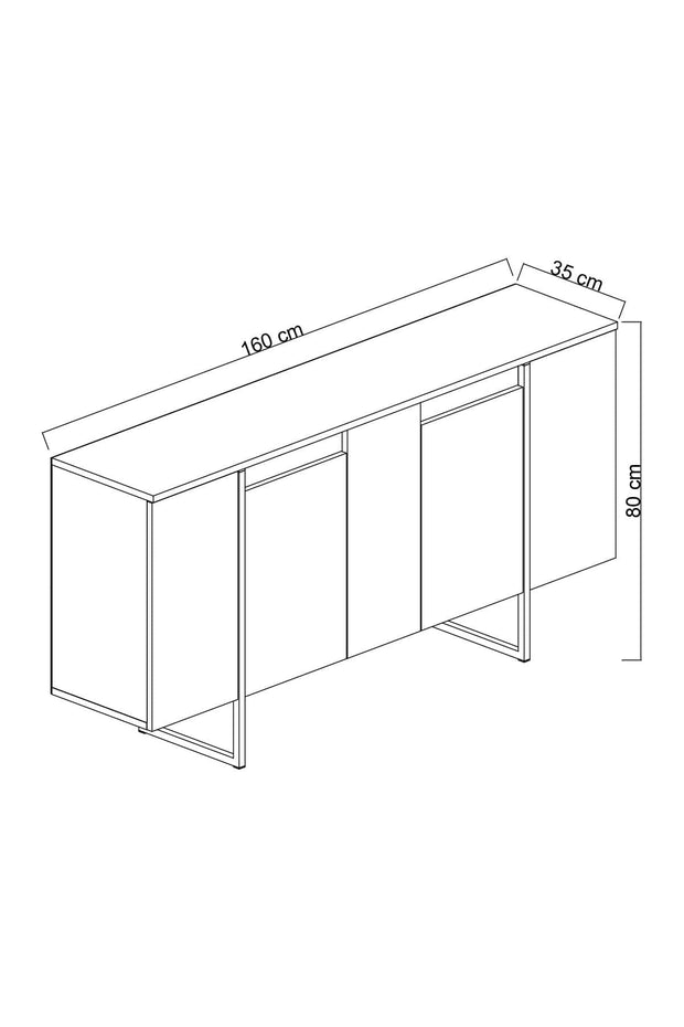 Asir Credenza con 4 ante Luxe Bianco