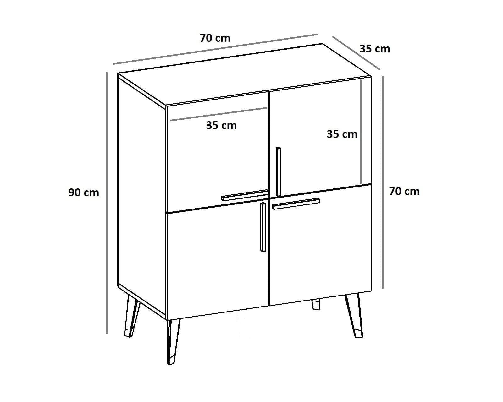 Asir Credenza con 4 ante Makro Antracite