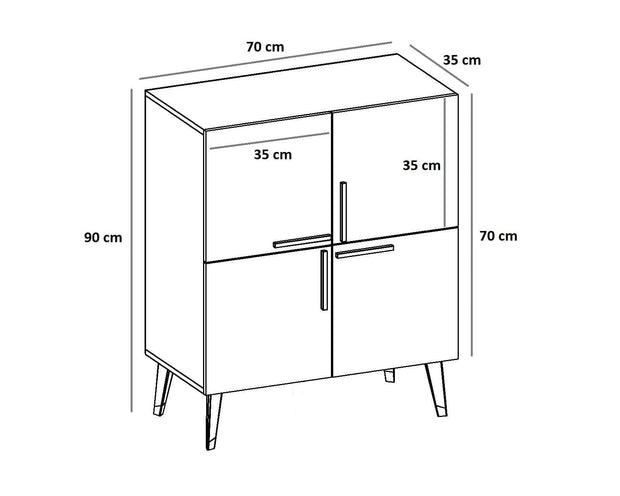 Asir Credenza con 4 ante Makro Antracite