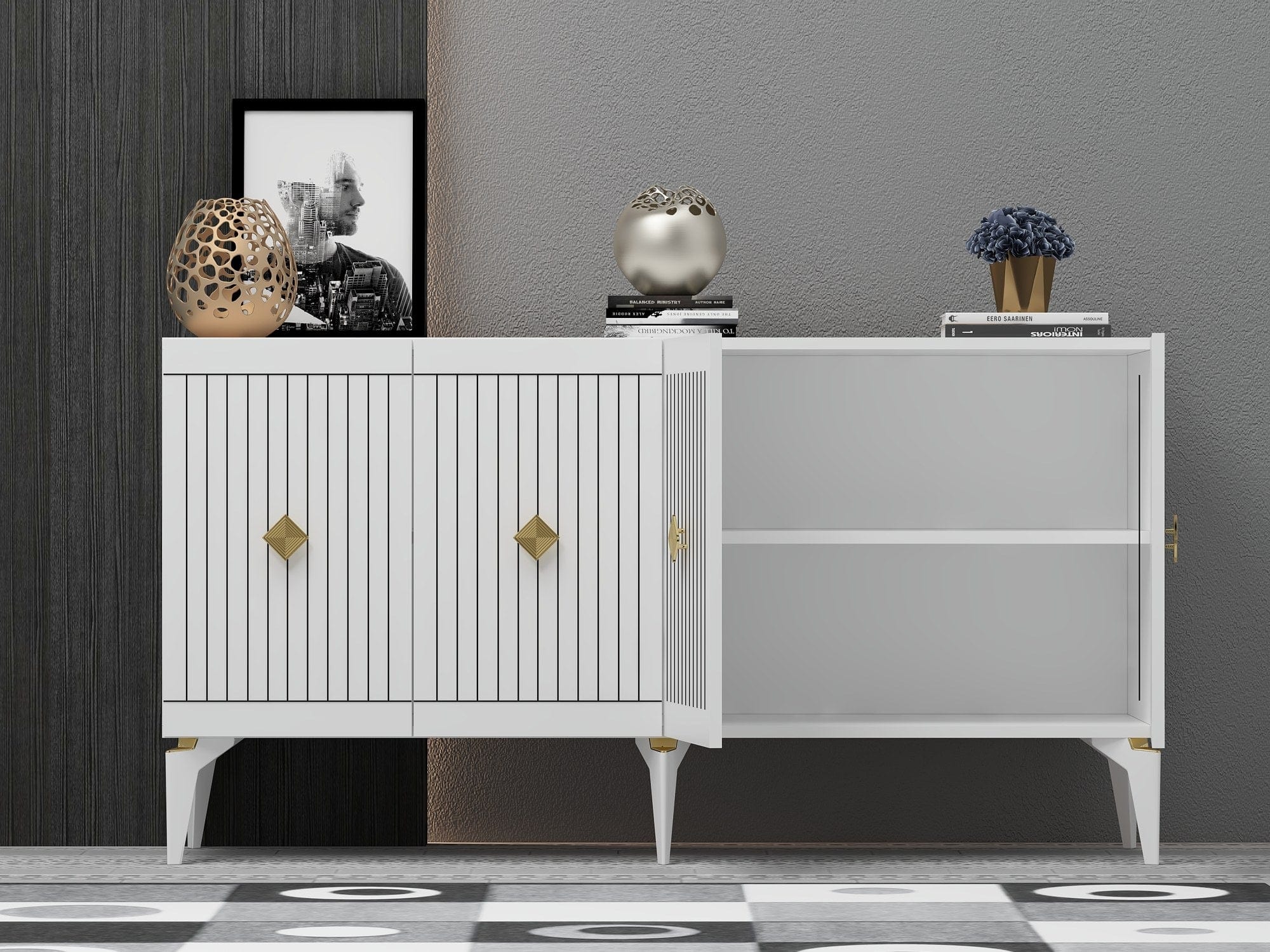 Asir Credenza con 4 ante Midas Oro