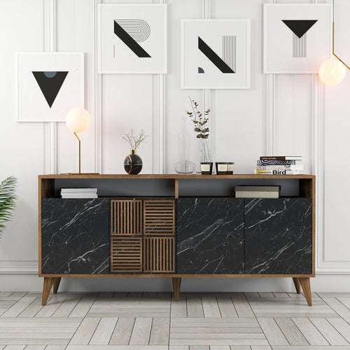 Asir Credenza con 4 ante Milan 160 Nero