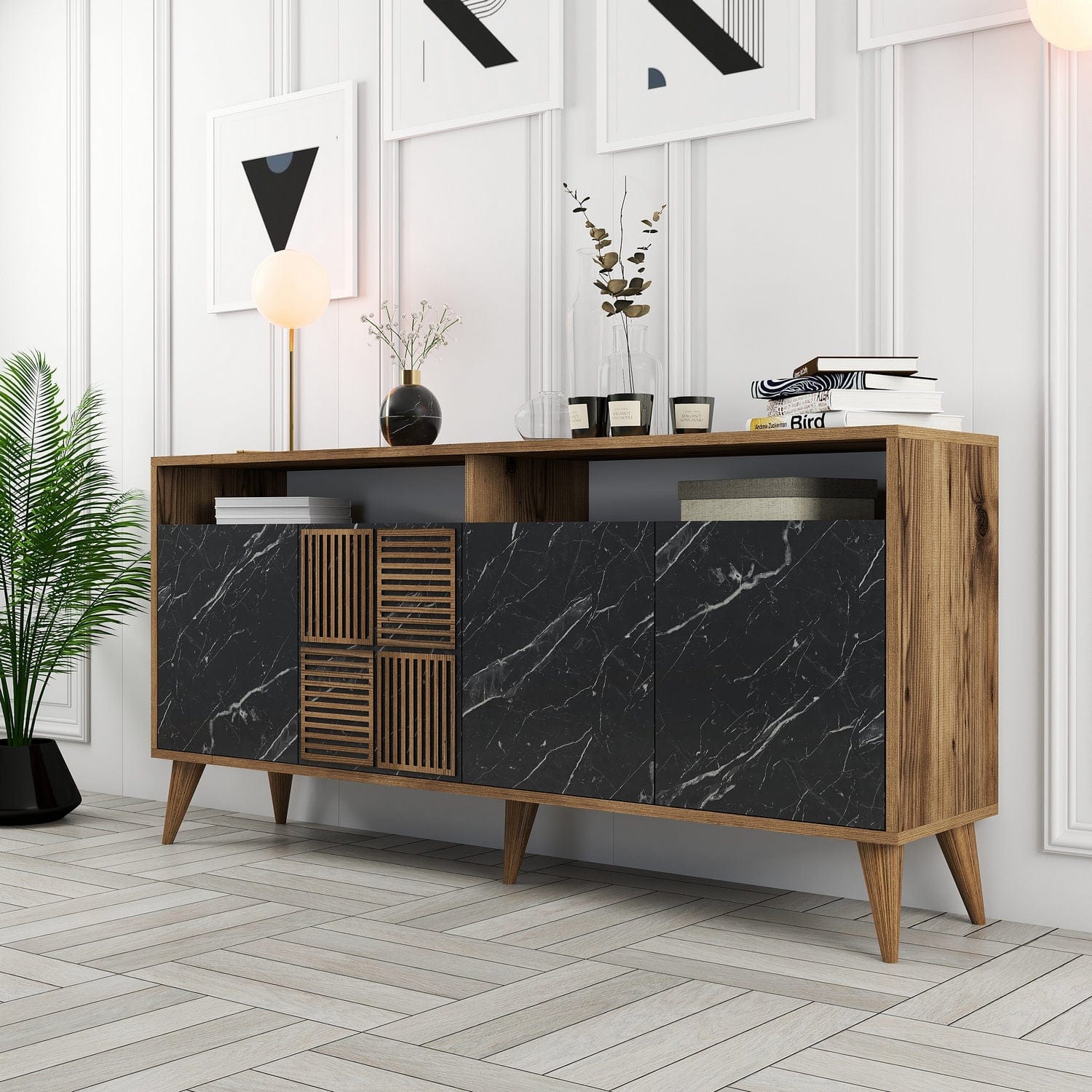 Asir Credenza con 4 ante Milan 160 Nero