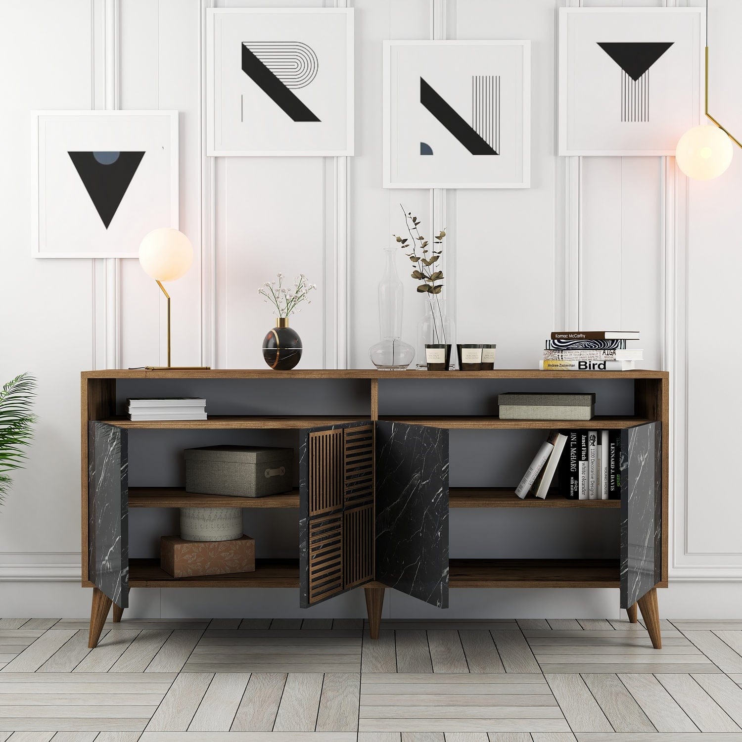 Asir Credenza con 4 ante Milan 160 Nero