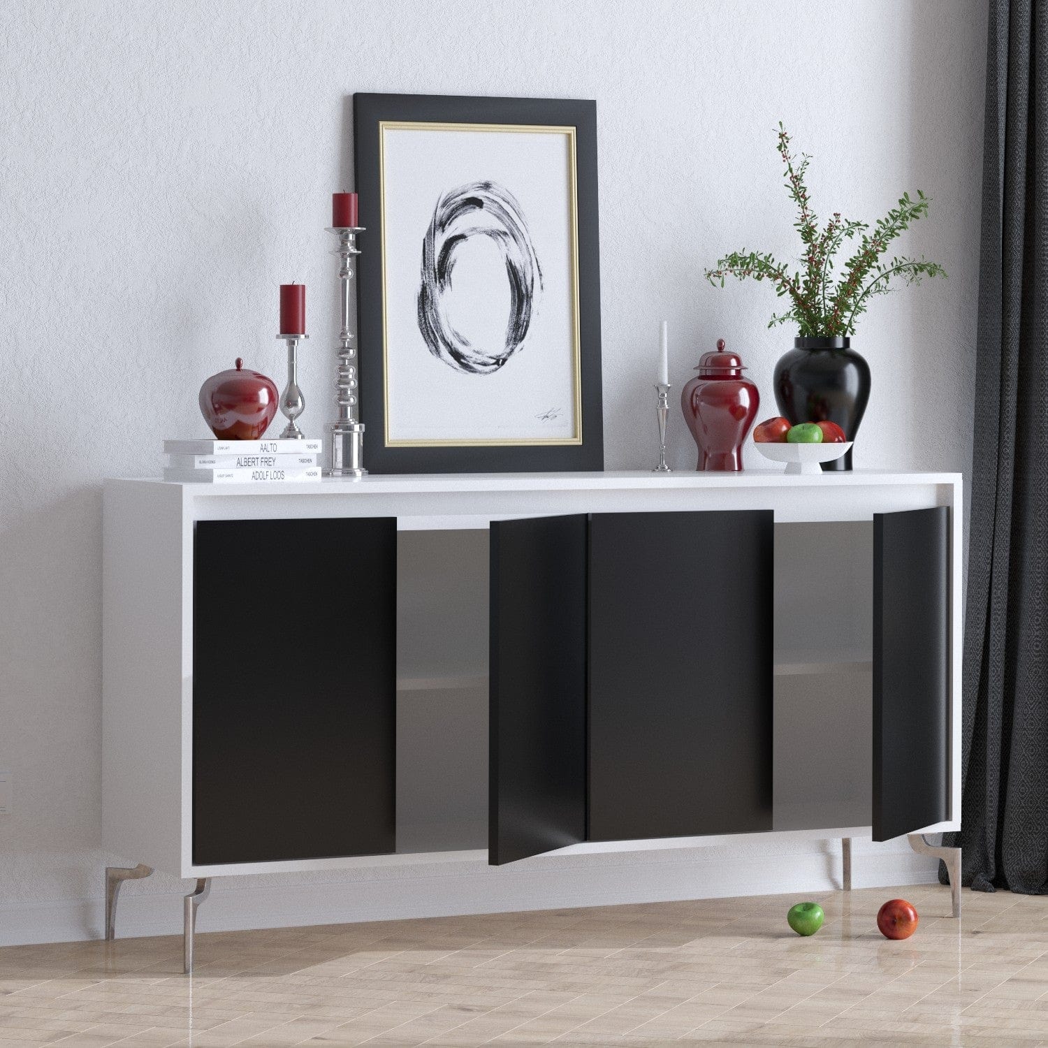 Asir Credenza con 4 ante Peeta Nero