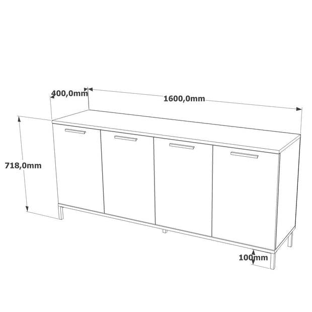 Asir Credenza con 4 ante Rela 4 Pino