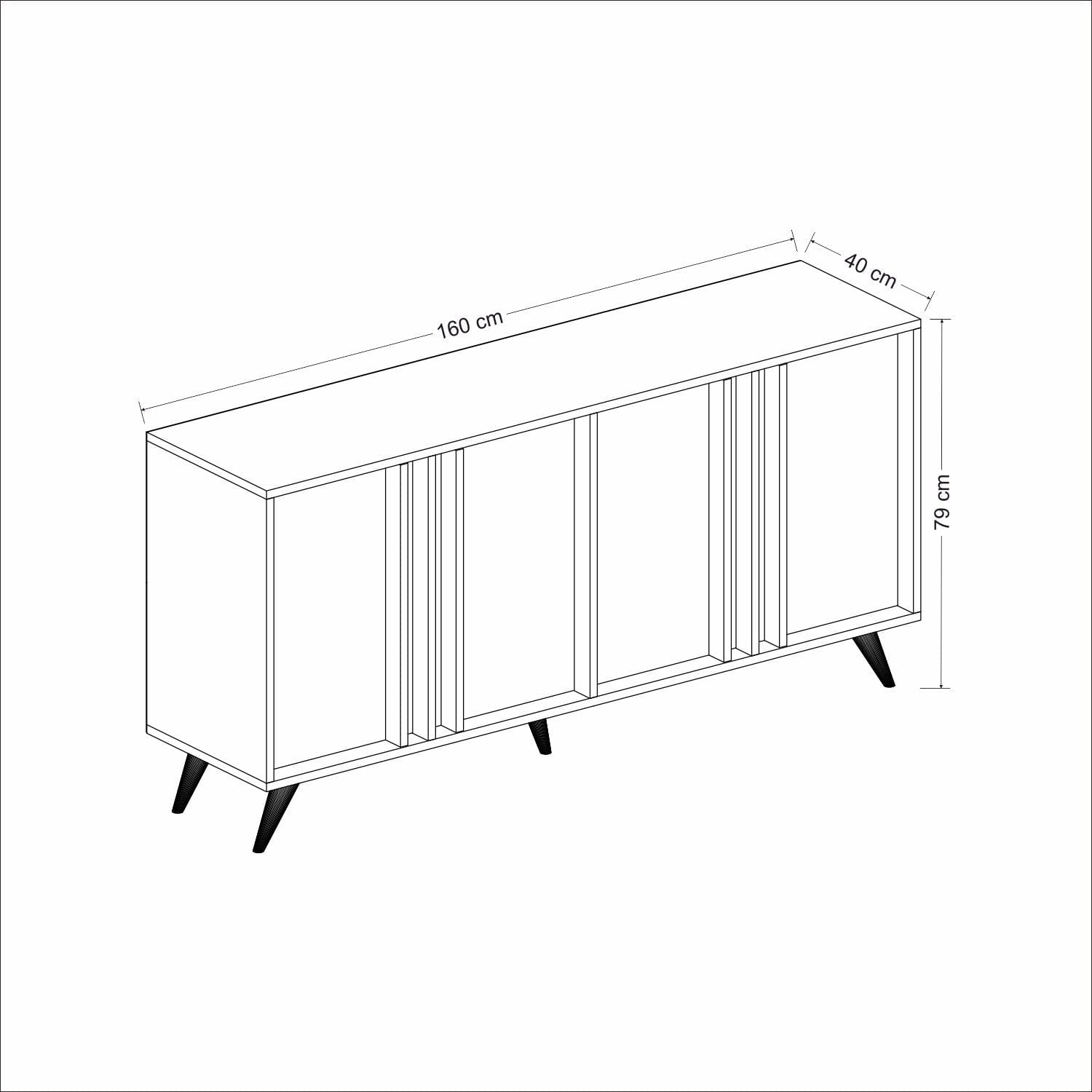 Asir Credenza con 4 ante Rilla Antracite