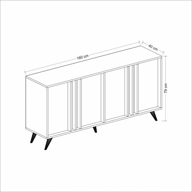 Asir Credenza con 4 ante Rilla Antracite