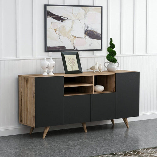 Asir Credenza con 4 ante Sansa Nero