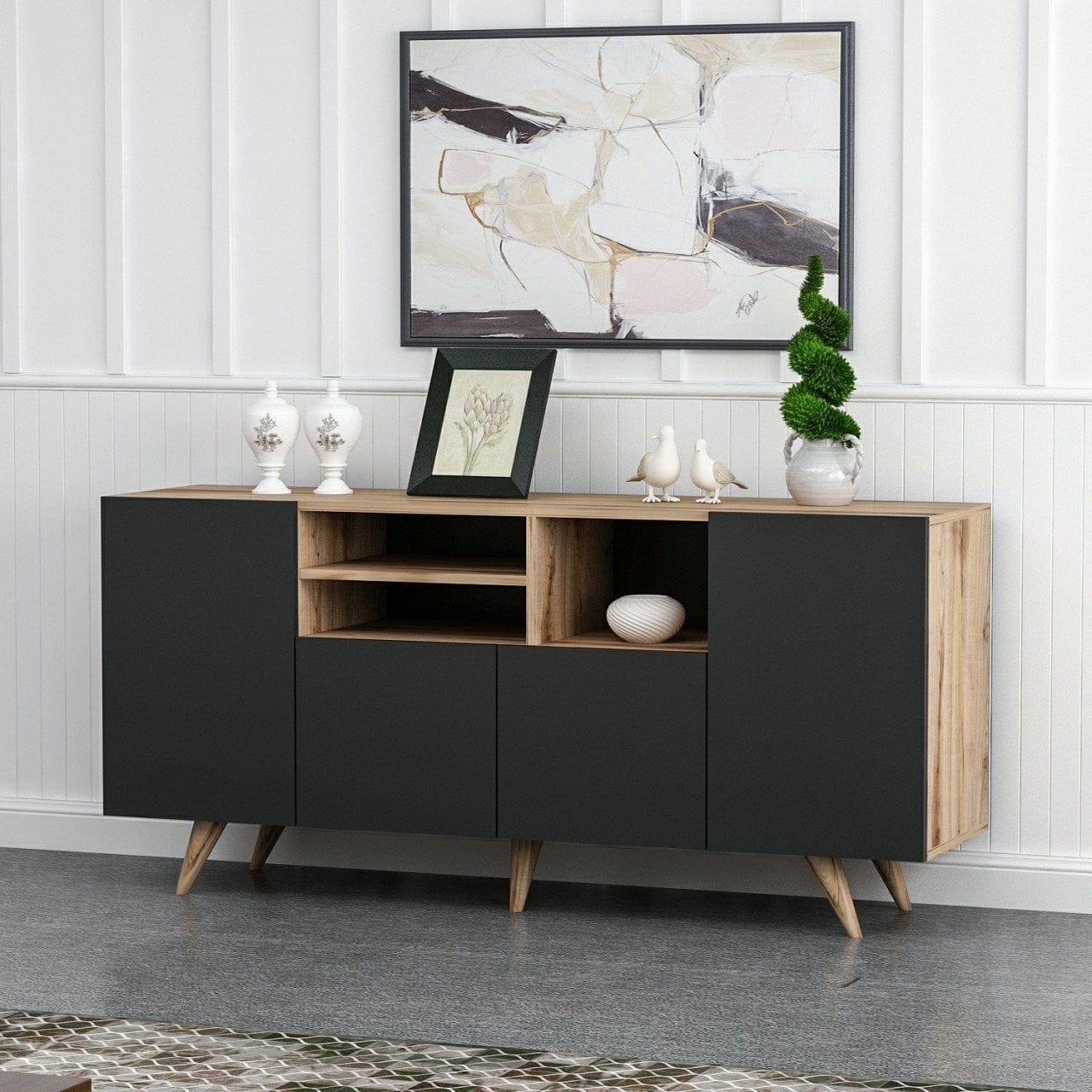 Asir Credenza con 4 ante Sansa Nero