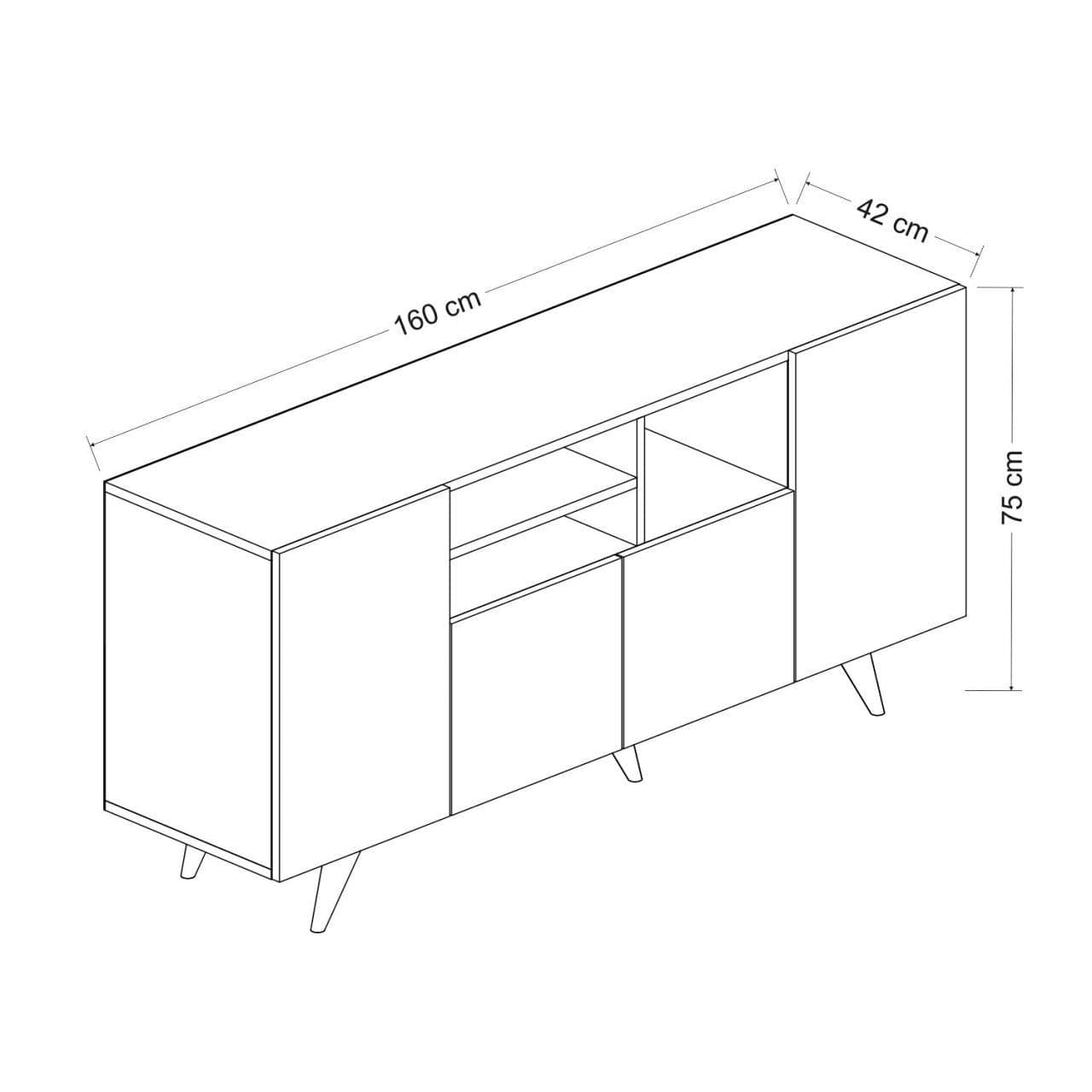 Asir Credenza con 4 ante Sansa Nero