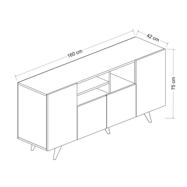 Asir Credenza con 4 ante Sansa Nero