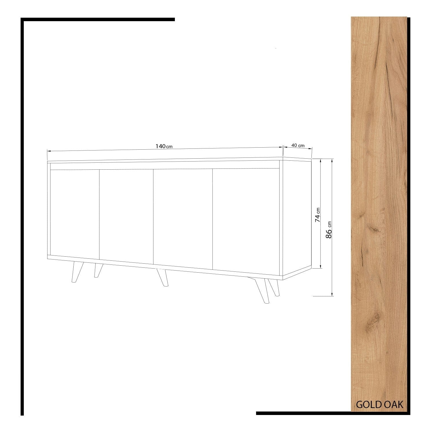 Asir Credenza con 4 ante Shans Quercia