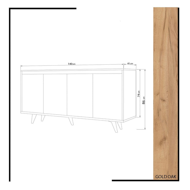 Asir Credenza con 4 ante Shans Quercia