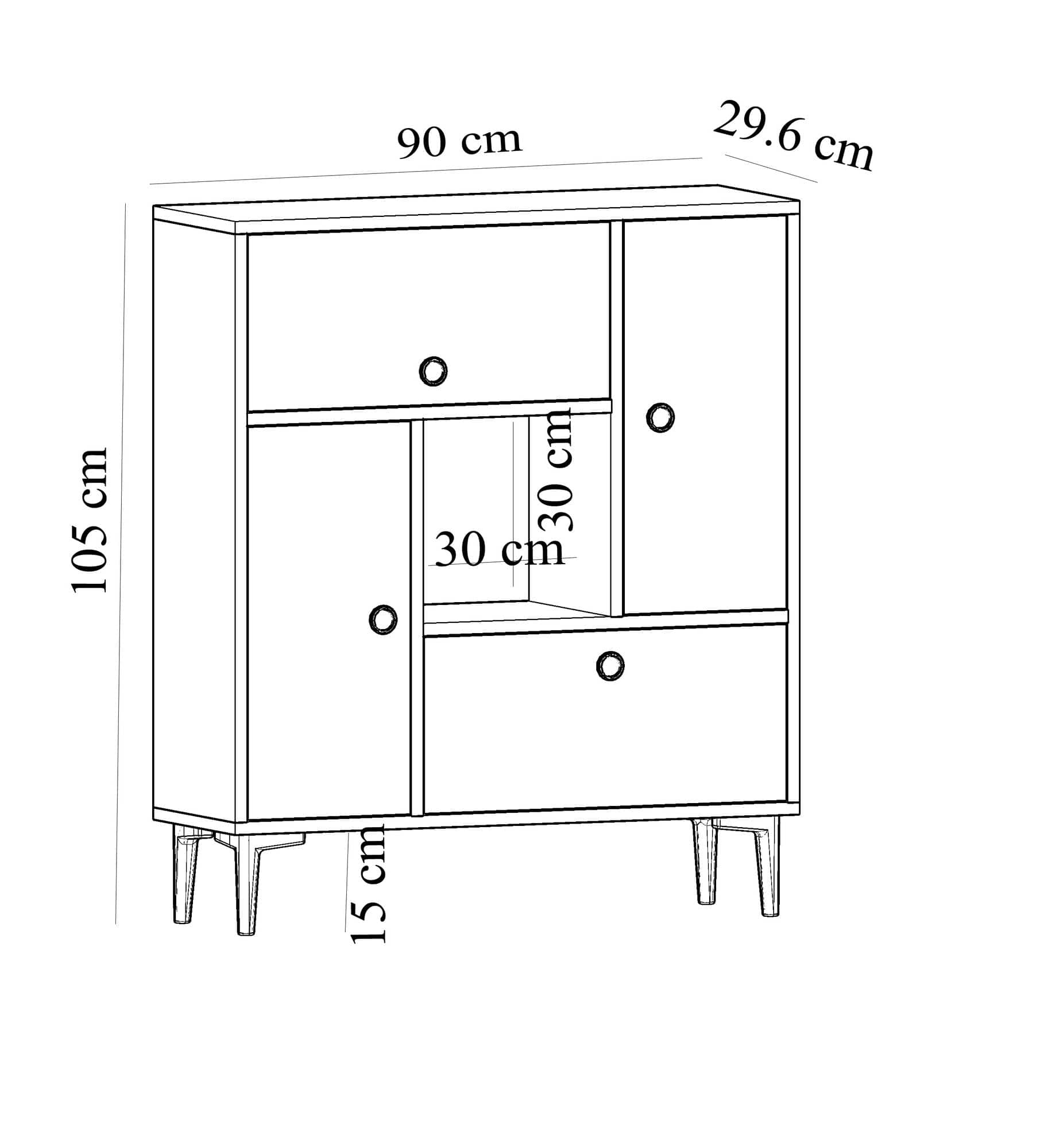 Asir Credenza con 4 ante Sidelya Bianco