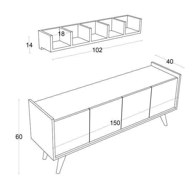 Asir Credenza con 4 ante Siena Bianco