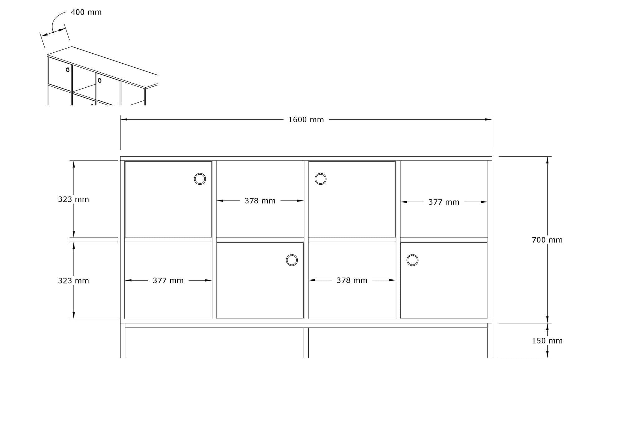 Asir Credenza con 4 ante Umay Quercia