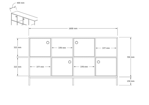 Asir Credenza con 4 ante Umay Quercia