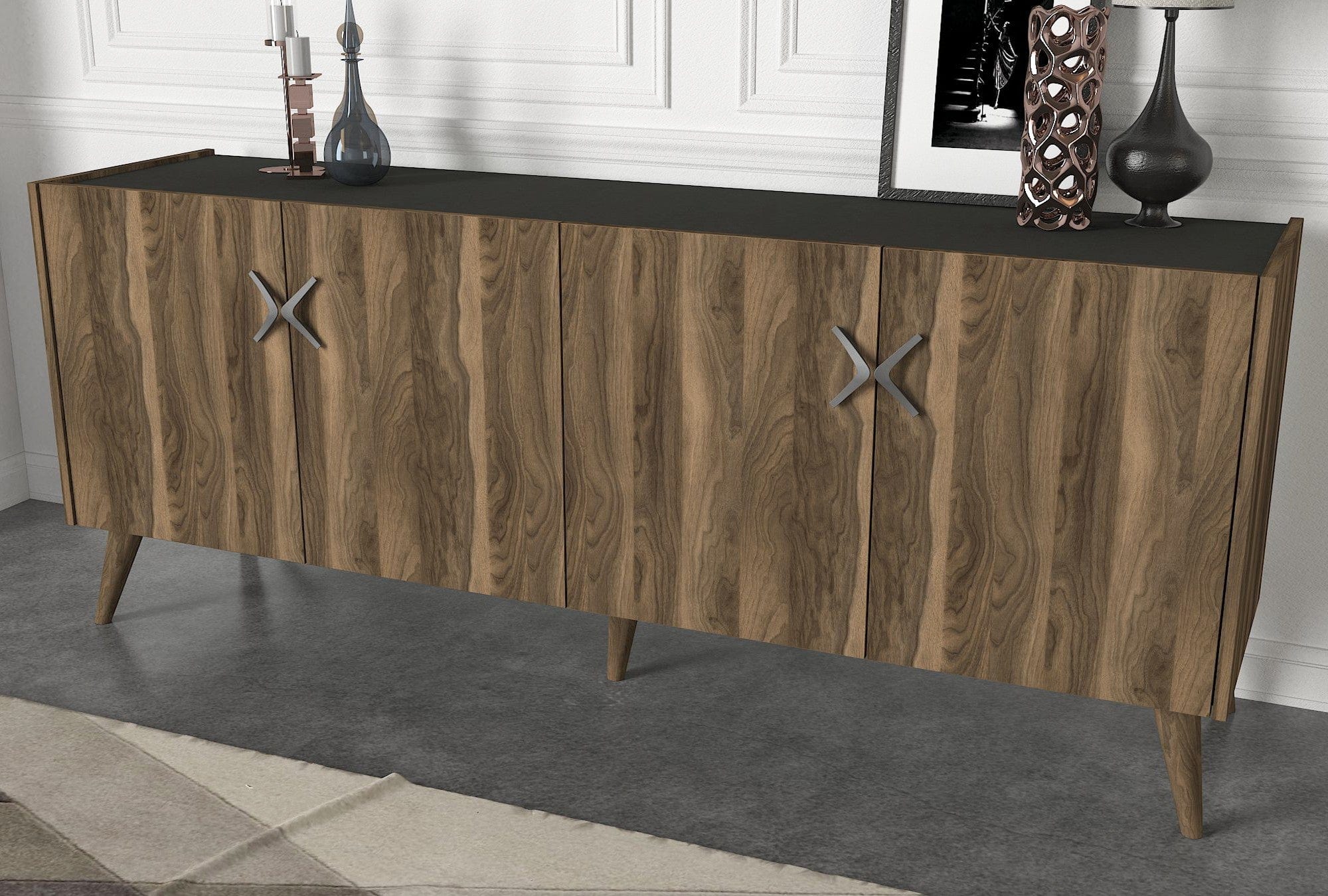 Asir Credenza con 4 ante Wood Antracite