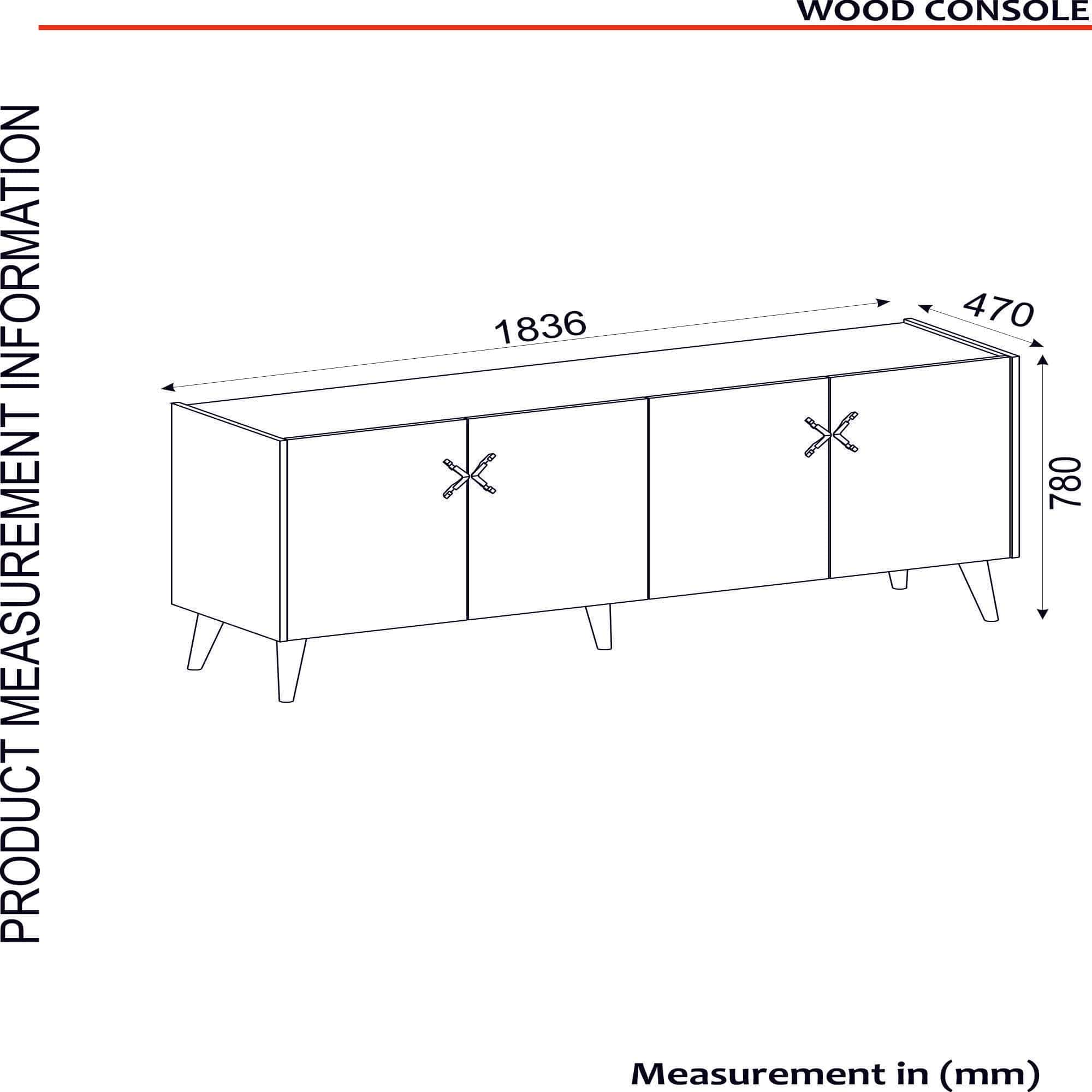 Asir Credenza con 4 ante Wood Antracite