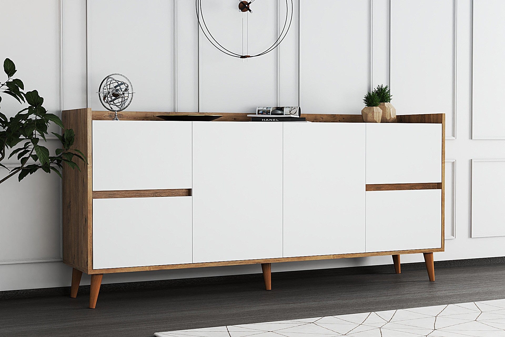 Asir Credenza con 4 cassetti e 2 ante Efron Bianco