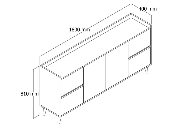 Asir Credenza con 4 cassetti e 2 ante Efron Bianco