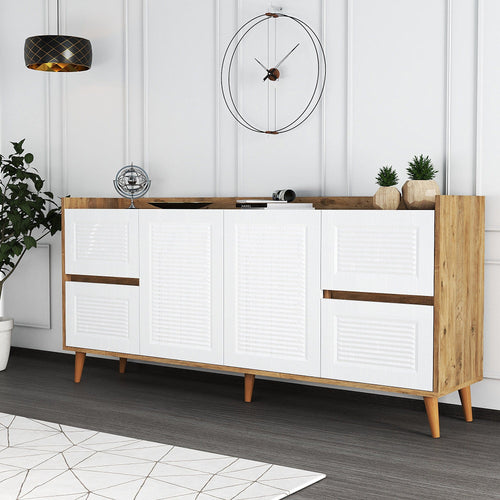 Asir Credenza con 4 cassetti e 2 ante Tiredu 2 Bianco