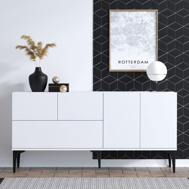 Asir Credenza con 5 ante Glise Bianco