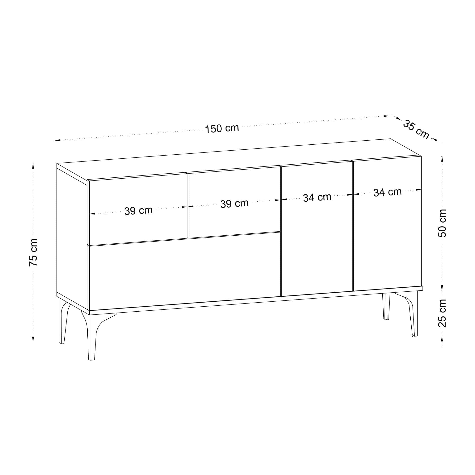 Asir Credenza con 5 ante Glise Bianco